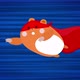 Flying hamster on blue background. Looped animation of jumping mammal. Anime style moving hamster - VideoHive Item for Sale