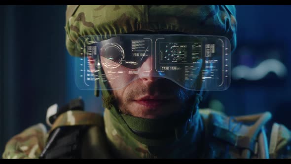 Soldier Using High-tech Sunglasses