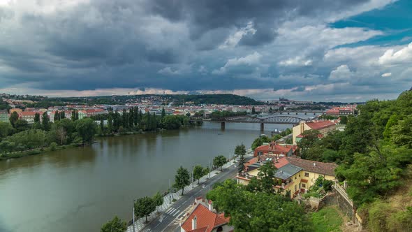 View of Prague Timelapse From the Observation Deck of Visegrad