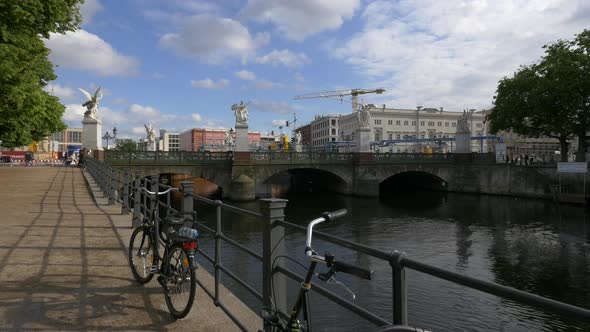 The Palace bridge over Spree river in Berlin