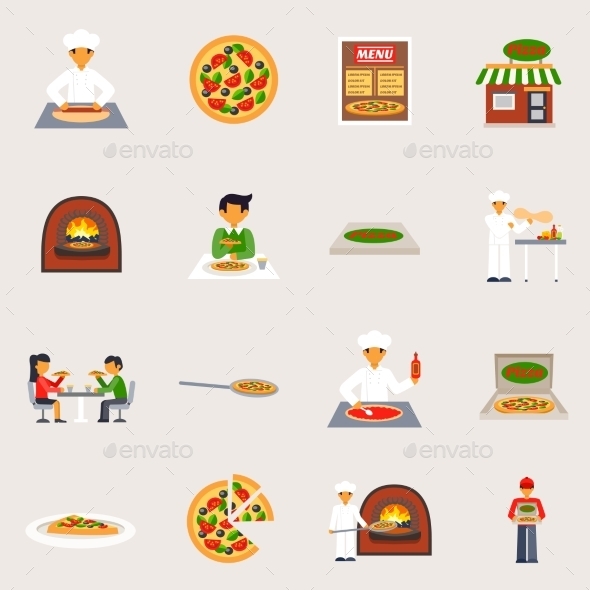 Pizzeria Icons Set