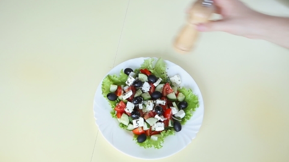 Close Up Of Greek Salad Plate
