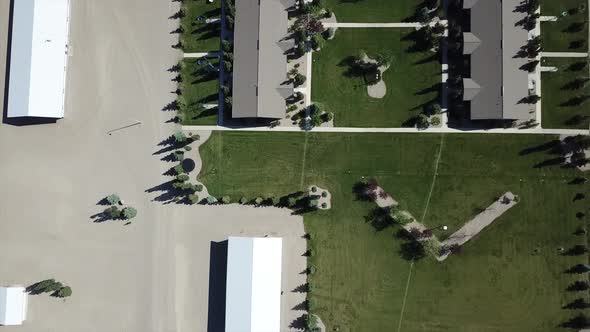 Aerial Footage Overhead Hutterite Colony Housing