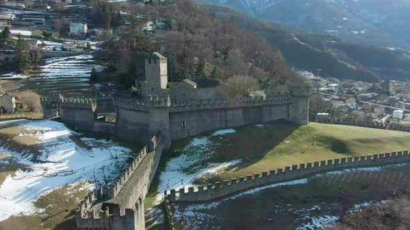 Montebello Castle in Bellinzona City, Ticino Canton, Switzerland