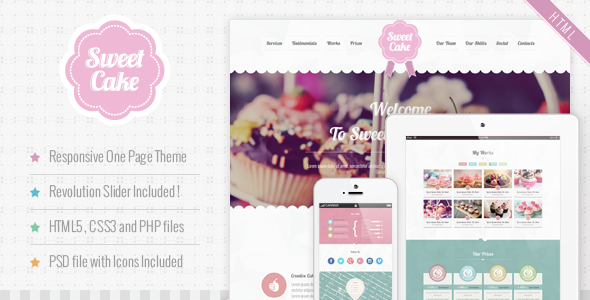 Sweet Cake - Responsive HTML5 One Page Theme