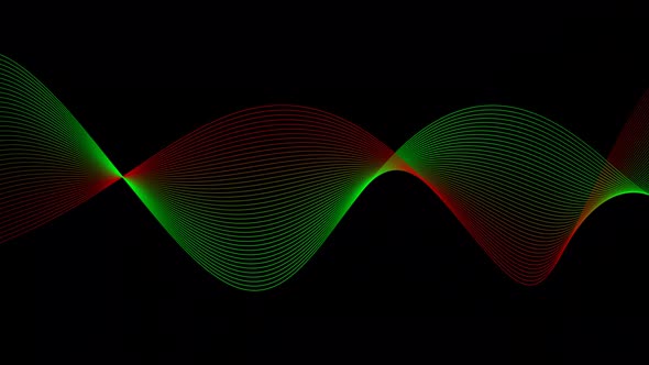 Green Red Color Line Wave Animation On Black Background