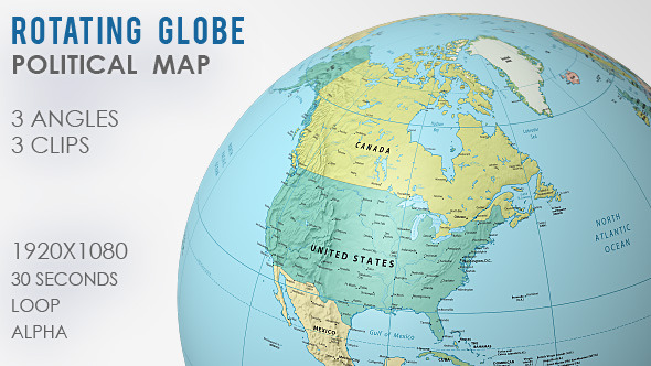 Rotating Globe World Map -  3 Views