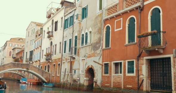 Old Architecture And Canals Of Venice, Italy