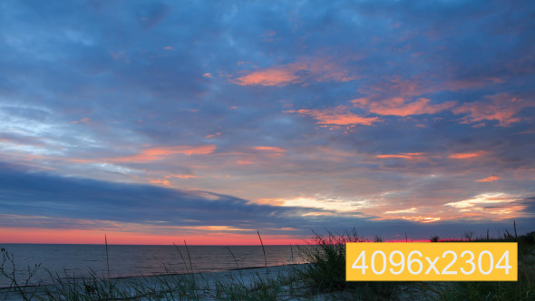 Dramatic Sky and Sunset over Beach