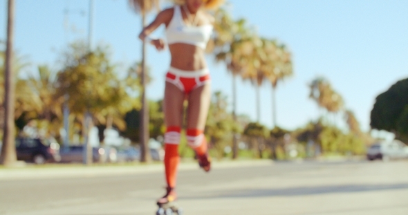 Young Woman On Her Roller Skates