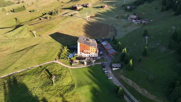 Sunrise on the Seiser Alm in the Dolomites mountains