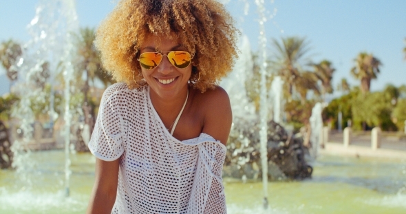 Happy Smiling Girl With Afro Haircut