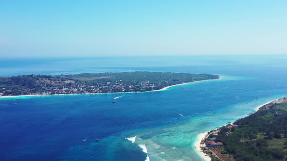 Natural overhead abstract shot of a summer white paradise sand beach and turquoise sea background in