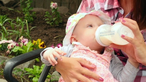 Five Month Baby Girl Eating