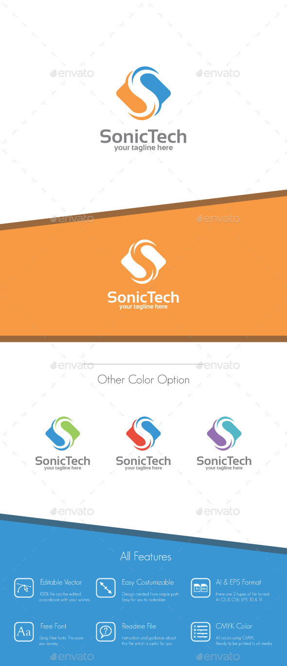 Sonic Tech - Letter S Logo