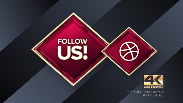 Dribble Follow Us! Rotating Sign 4K Looping Design Element