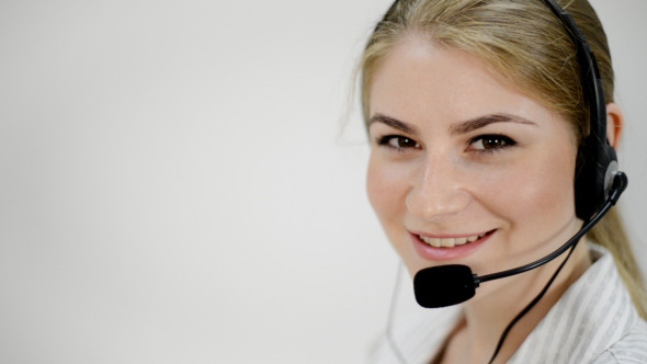 Smiling Call Center Operator