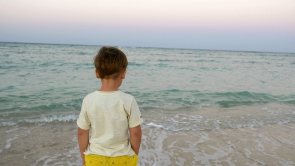 Little Child Standing By The Sea