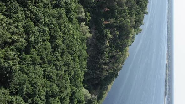 Vertical Video Aerial View of the Dnipro River  the Main River of Ukraine