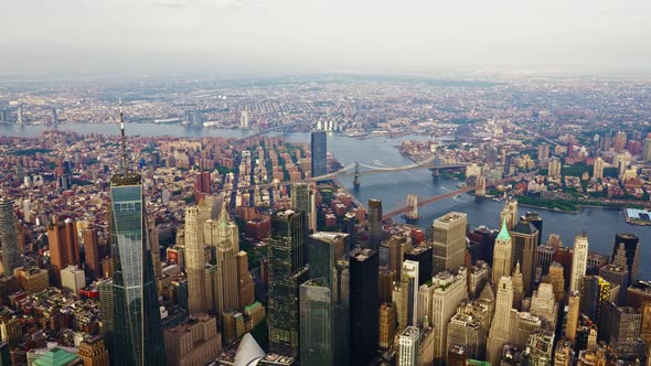 Aerial View of a New York Manhattan Filmed From a Helicopter