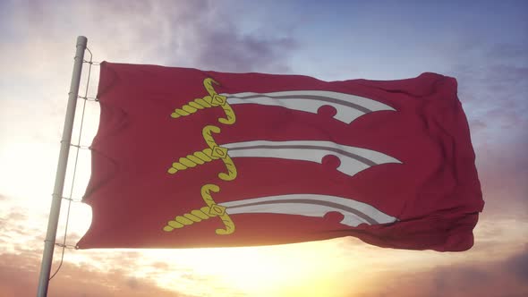 Essex Flag England Waving in the Wind Sky and Sun Background