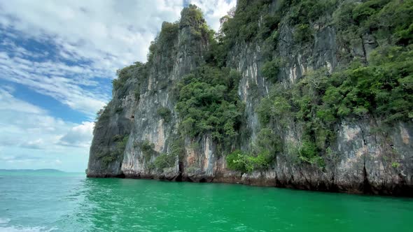 Thailand Coast As Seen From a Moving Boat in Phuket Area