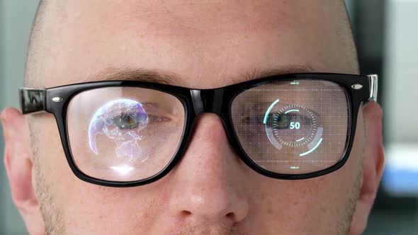 Eyes with Virtual Projections on 3d Glasses Lenses