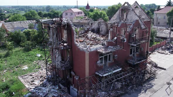 Ukraine Makariv  Abandoned Building During the War