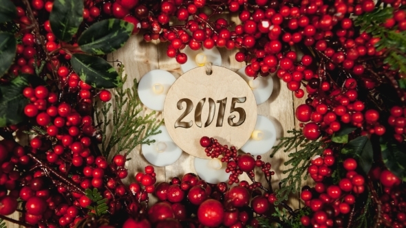 Christmas Wreath 2015 With Colorful Ornaments And