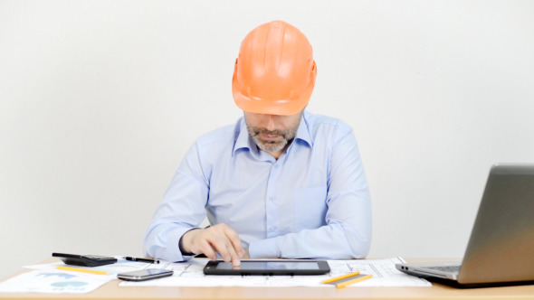 Engineer Browsing on Tablet