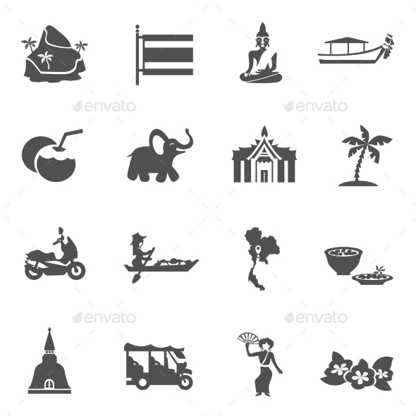 Thailand Travel Icons Set