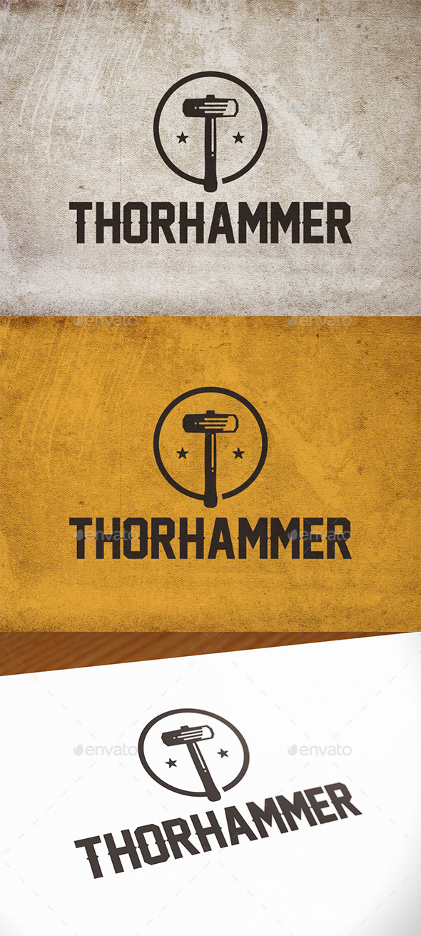 Thor Hammer Logo Template