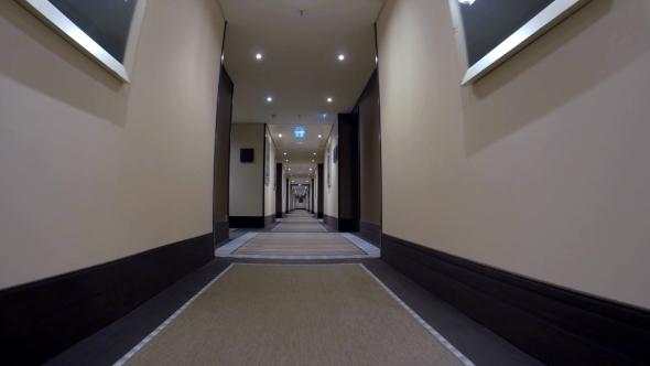 Moving Forward The Long Passageway In Hotel