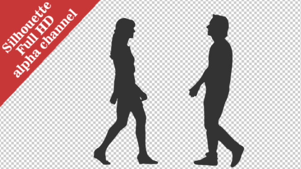 Silhouette of Woman & Man Meeting