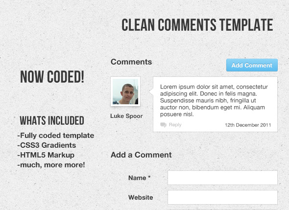 Clean Comment Template Coded