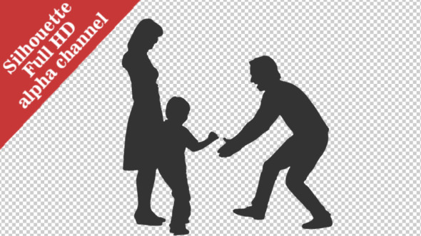 Silhouette of Little Boy Playing with His Parents