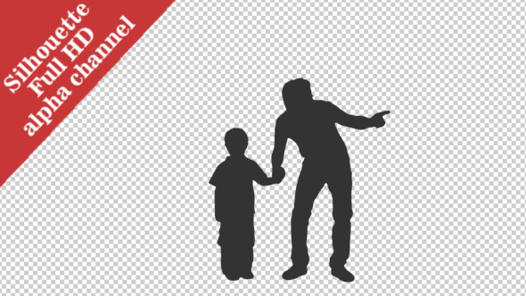 Silhouette of little boy standing with his father