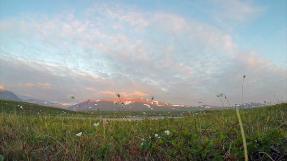 Mountains in the Tundra the Arctic Circle