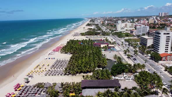 Tropical beach scenery of Fortaleza. Northeast Brazil. Ceara state.