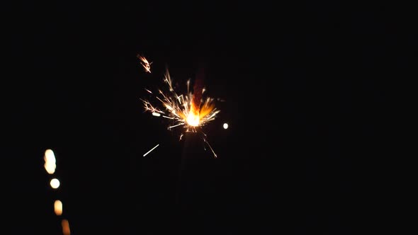 Closeup of Firework Sparkler Burning