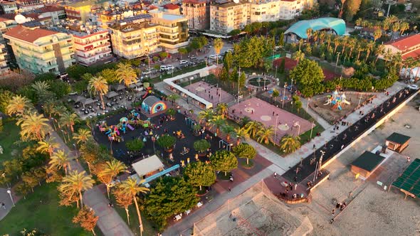 Children Play on the Big Playground Aerial View 4 K