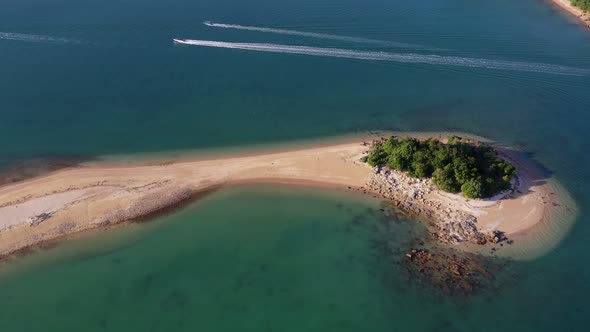 Drone fly over the green island