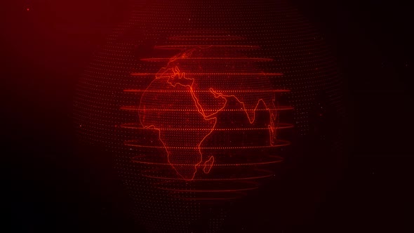 3d Rotated Red Technology Hologram Earth Animation