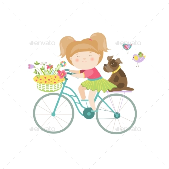 Girl In Dress Rides a Bike