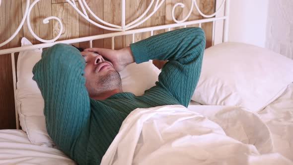 Tension and Headache Frustrated Man with Stress of Work