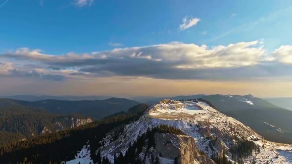 Mountain Aerial Shot At Sunset