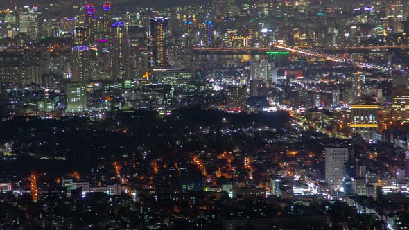 Timelapse Seoul Buildings with Large Advertising Displays