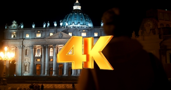 Night View Of St. Peters Basilica In Vatican City