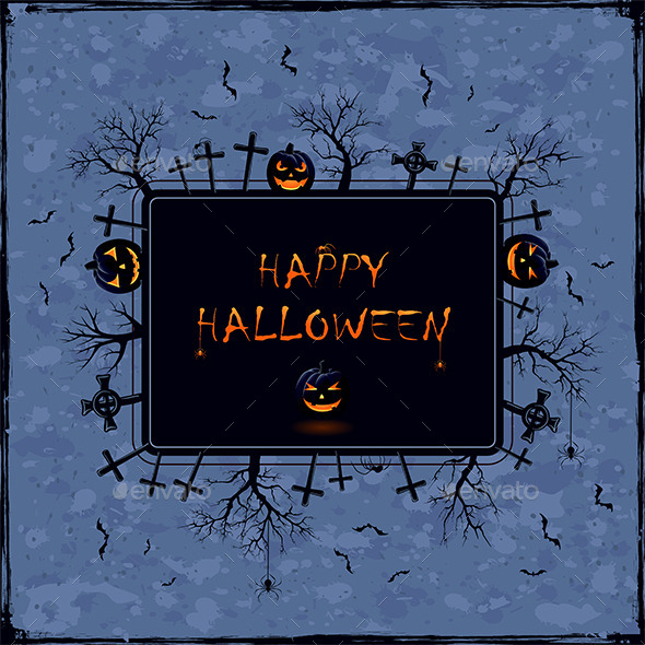 Halloween Banner on Grunge Background