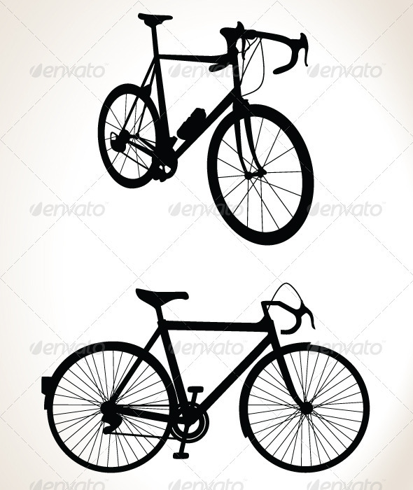 Bicycle Silhouette Double Pack - Vector